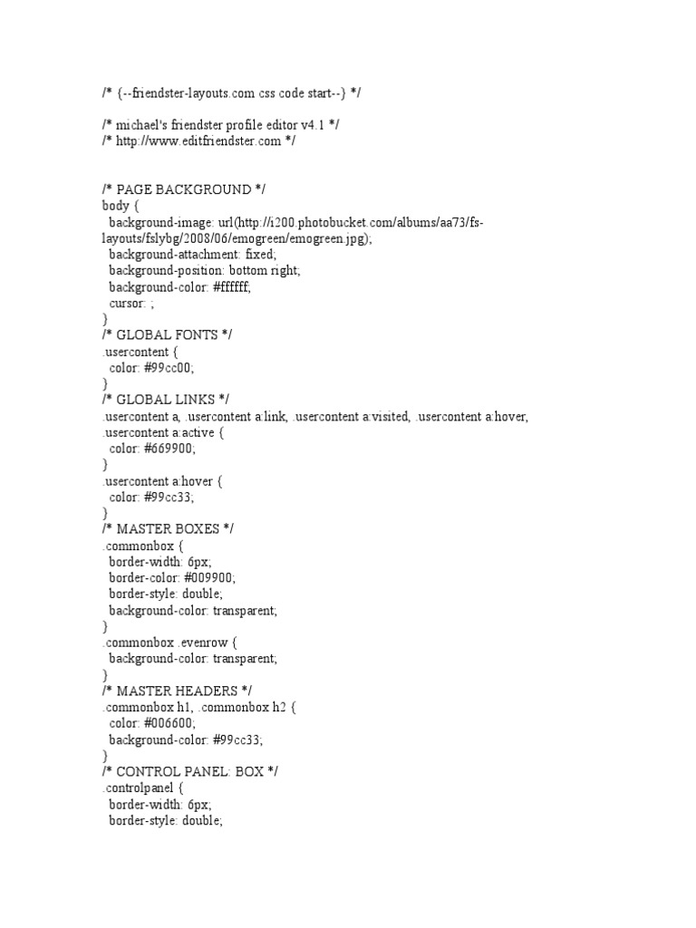 Custom Friendster Layouts and CSS | PDF | Arial | Typography