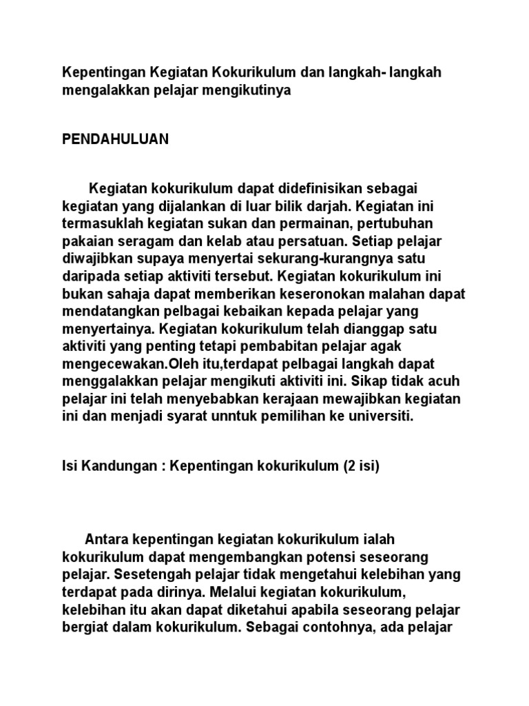 Kepentingan Kokurikulum Pdf