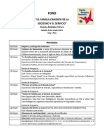 Foro La Familia Cimiento de La Sociedad y El Servicio