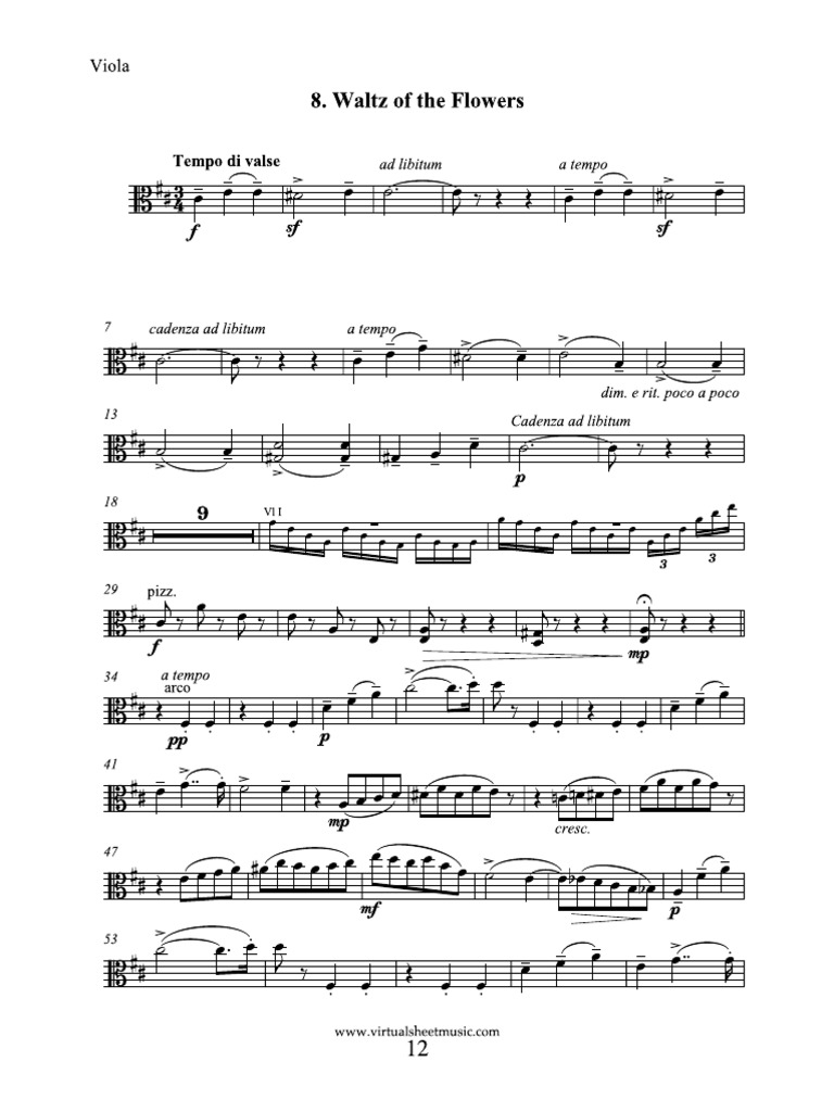 Tchaikovsky Vals de Las Flores (Viola Part) | PDF | Entertainment (General)