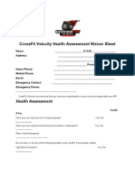 CrossFit Velocity Health Assessment Waiver Sheet