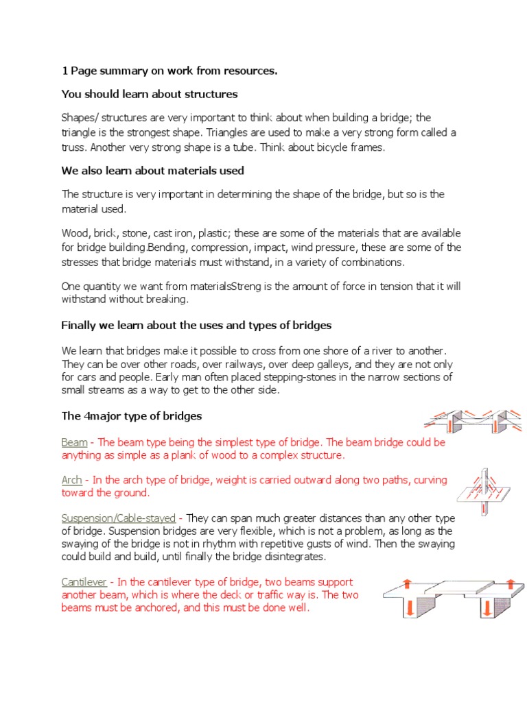 Bridge Types and Materials Explained | PDF