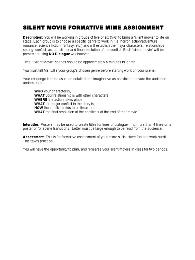 Silent movie script example image