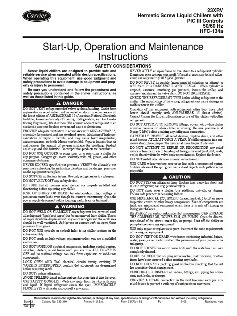 23XRV_IOM_09-2006_ENG | Air Conditioning | Gas Compressor