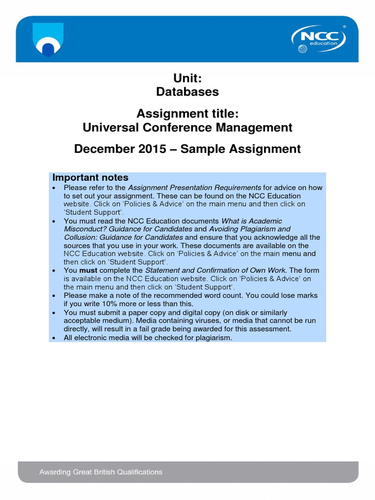 DB December 2015 Assignment - SAMPLE PDF | PDF