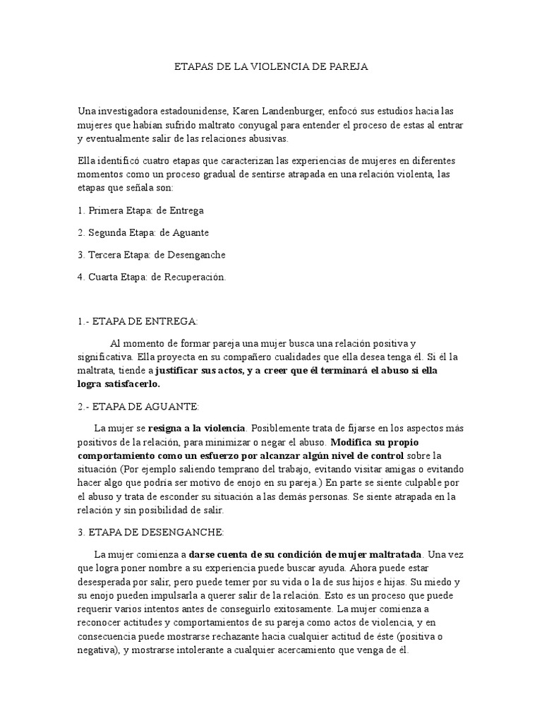 Etapas de la Violencia en Pareja | PDF | Ira | Violencia