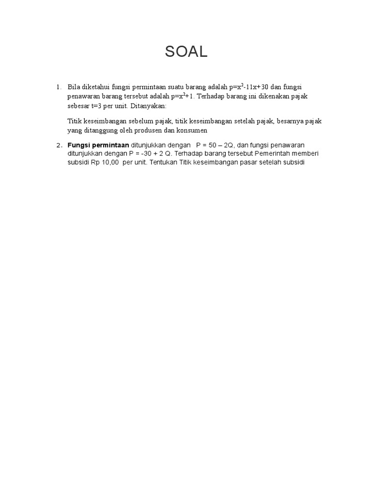 Contoh Soal Latihan Matematika Ekonomi