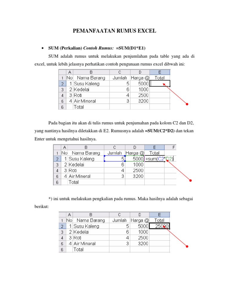 Pemanfaatan Rumus Excel