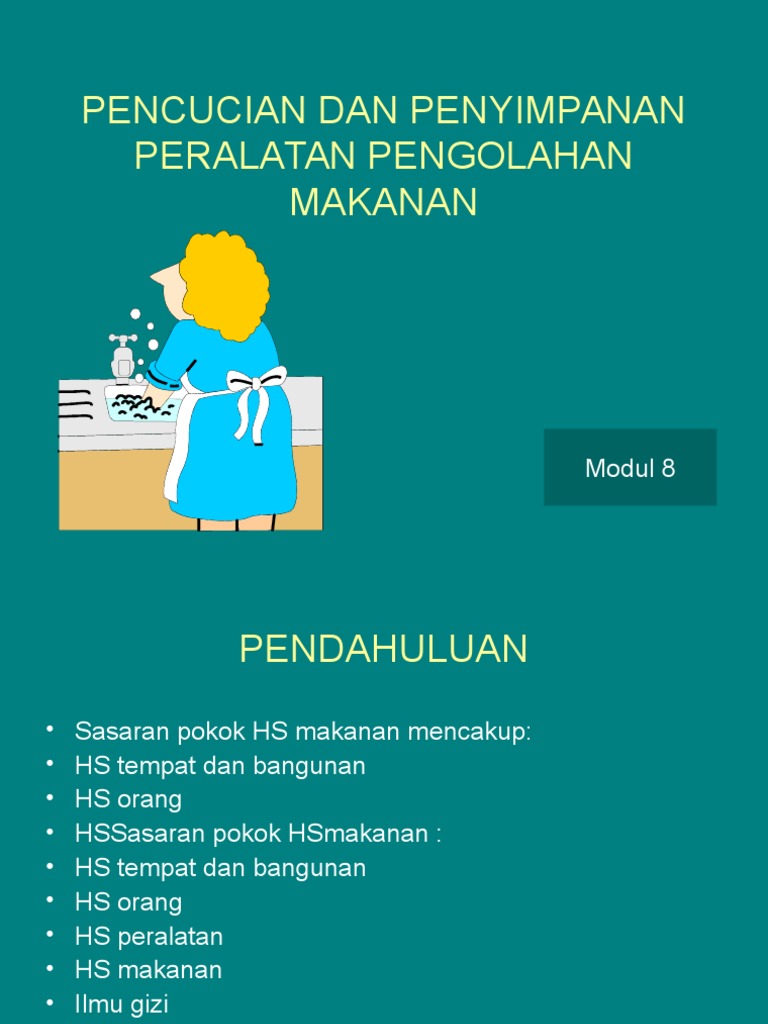 8 Pencucian Dan Penyimpanan Peralatan Pengolahan Makanan