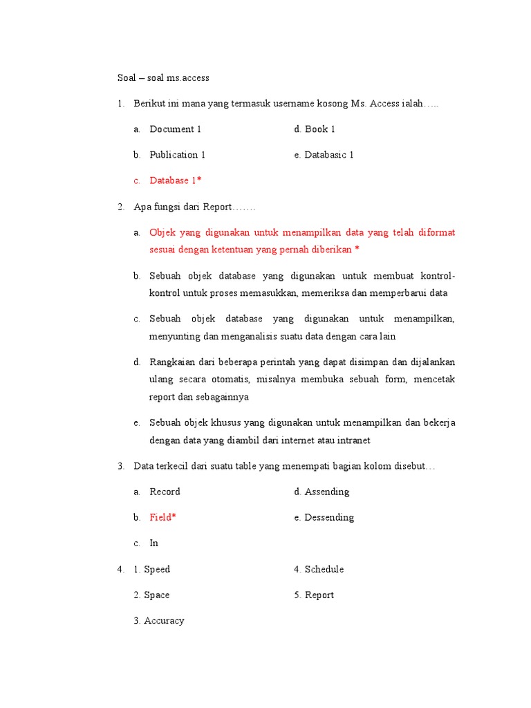 Soal Dan Pembahasan Microsoft Acces