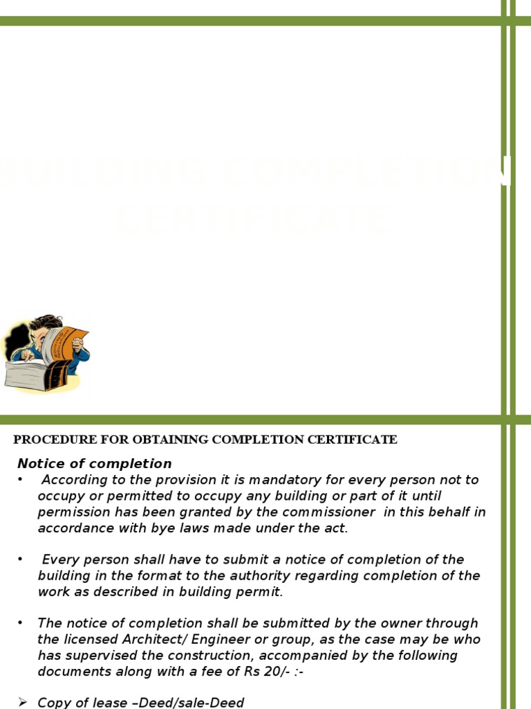 Building Completion Certificate PDF Architect Lease