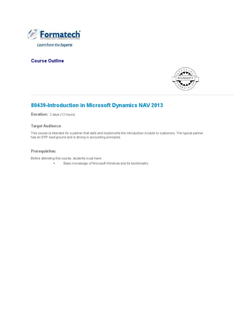 80439-Introduction in Microsoft Dynamics NAV 2013 | PDF | Microsoft ...