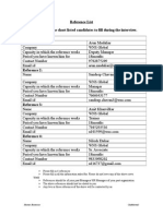 Reference List To Be Given To All The Short Listed Candidates To Fill During The Interview. Reference 1