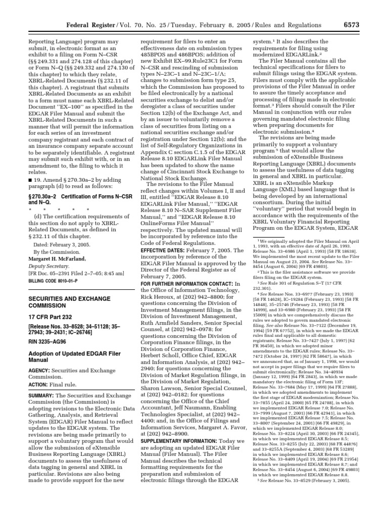 Rule Electronic Data Gathering, Analysis, and Retrieval System (EDGAR