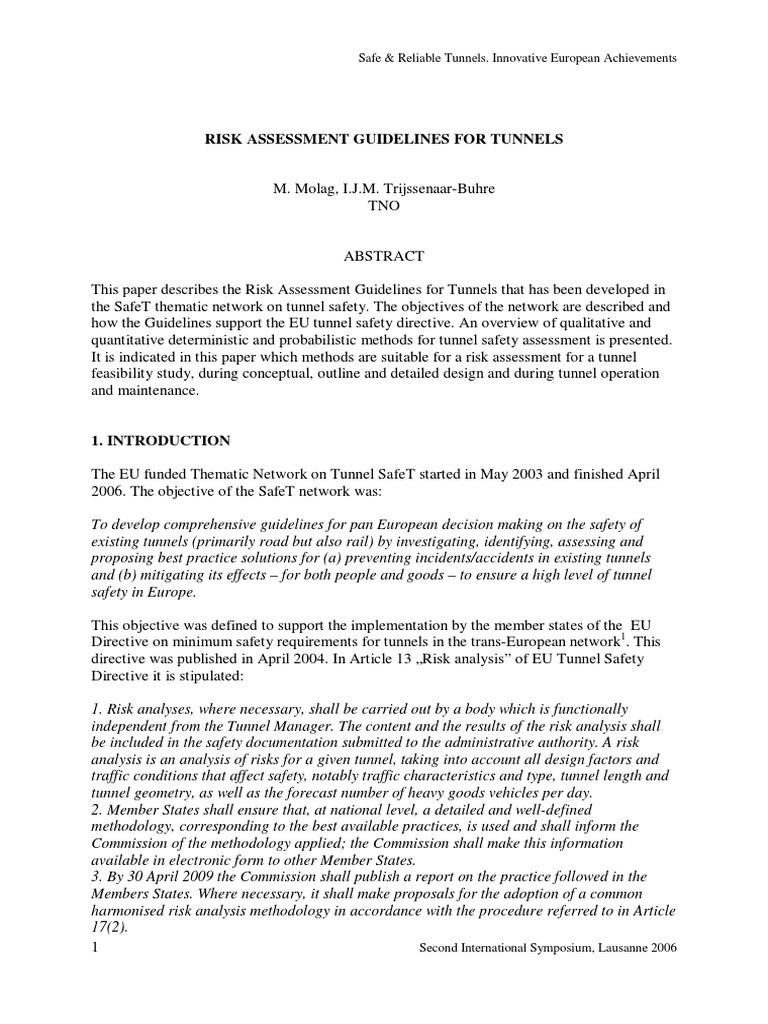 Tunnel Risk Assessment Guidelines | PDF | Risk Management | Risk