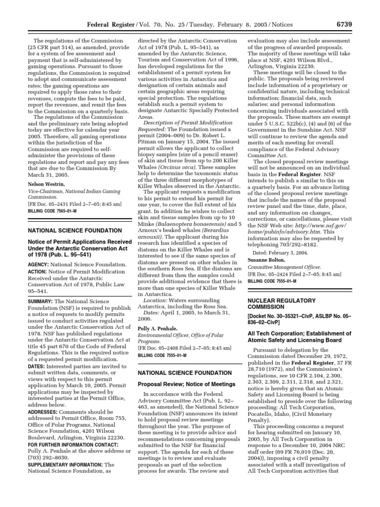 Notice Antarctic Conservation Act of 1978 Permit Applications, Etc