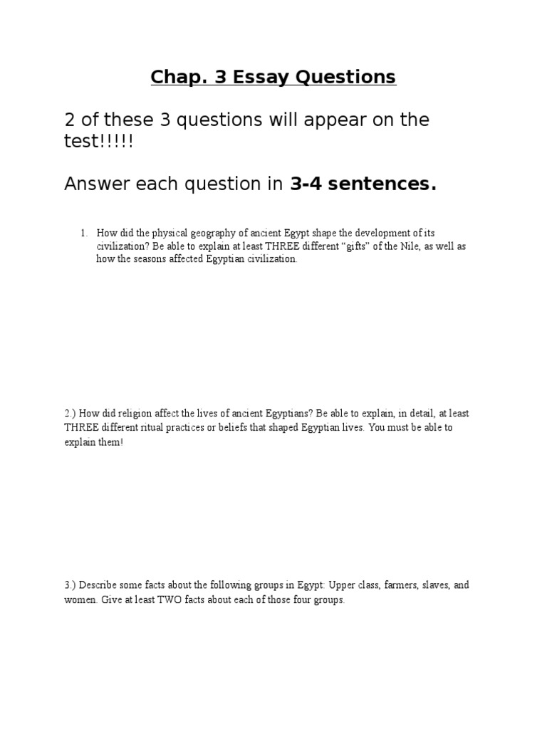 2 of These 3 Questions Will Appear On The Test!!!!! Answer Each ...