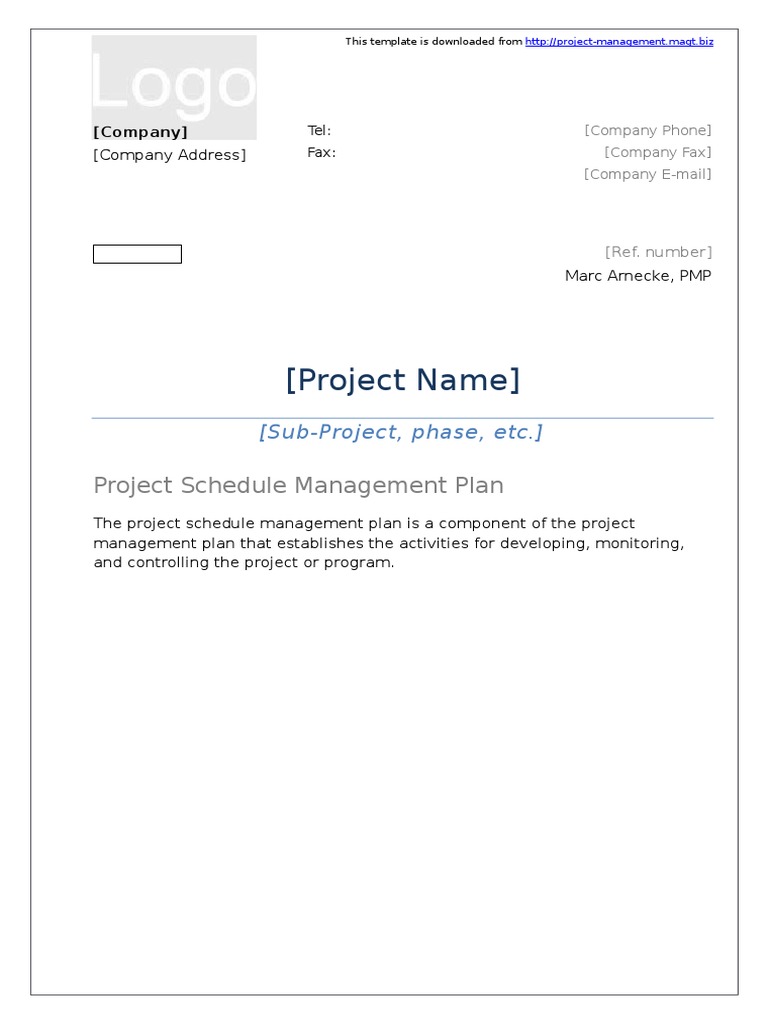 Schedule Management Plan Template | PDF | Computing | Software
