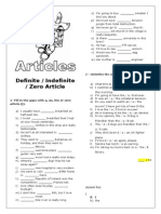 Definite / Indefinite / Zero Article: 1-Fill in The Gaps With A, An, The or Zero Article ( )