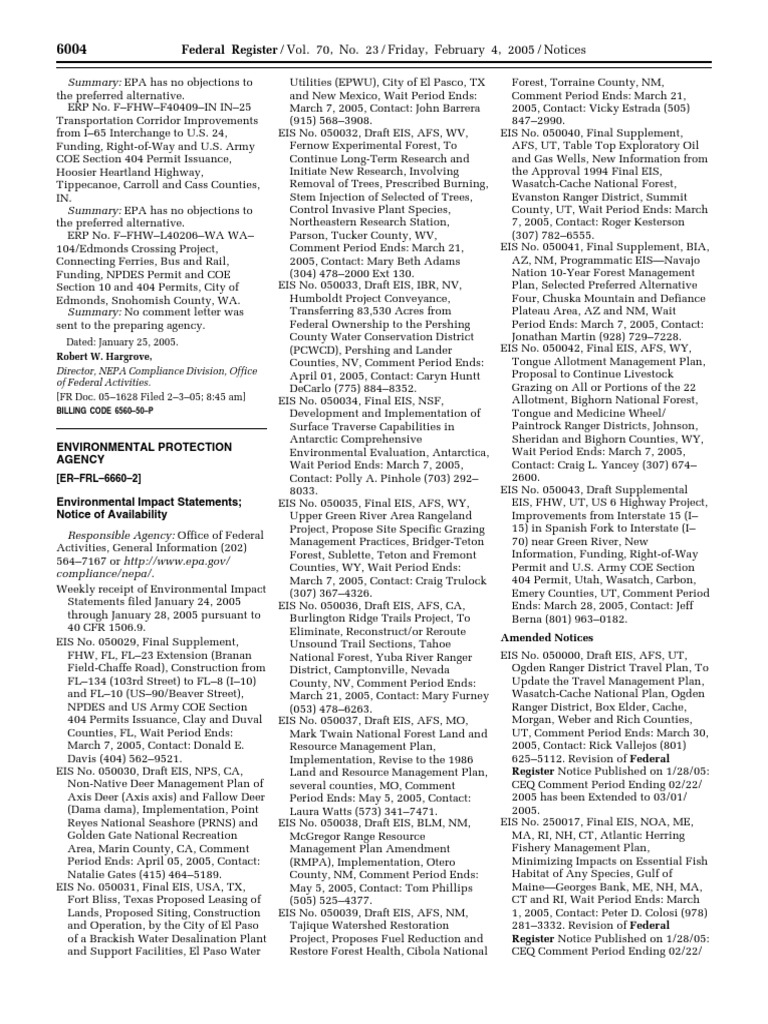 Environmental Impact Statements Summary | PDF | United States ...