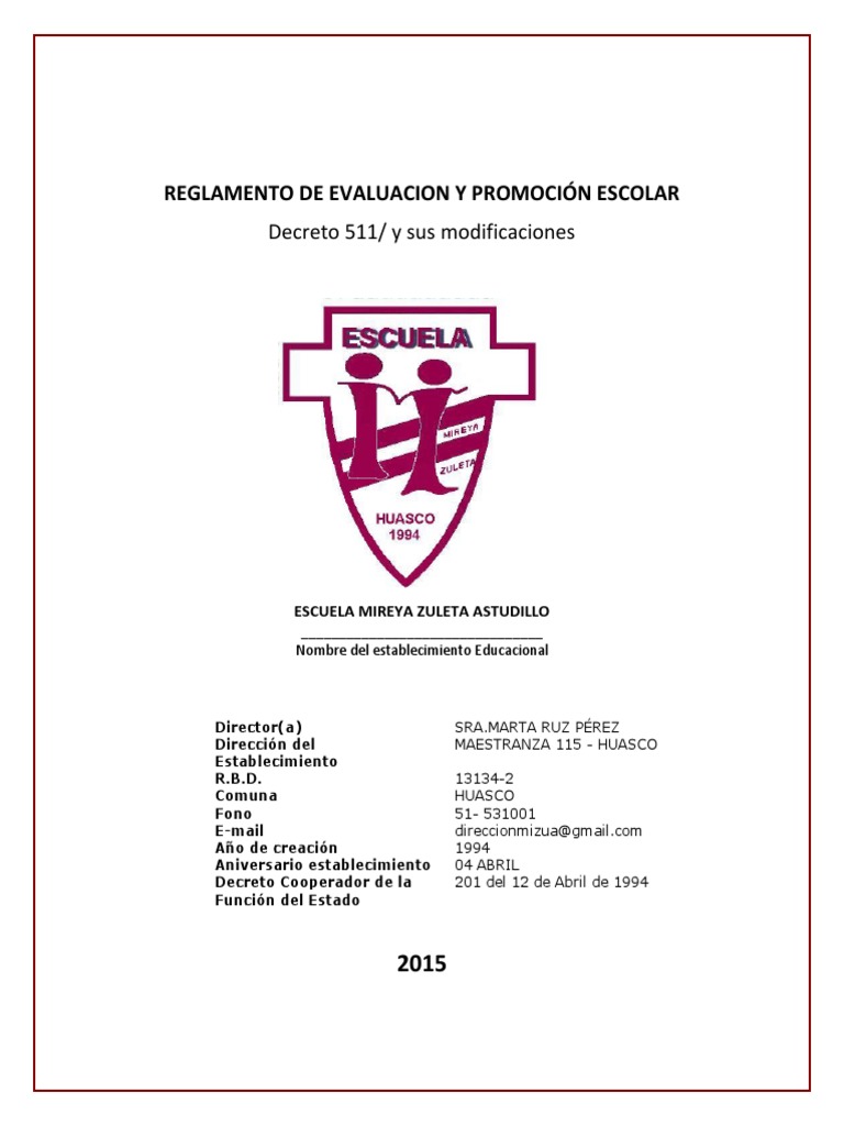 Reglamento de Evaluación Escolar 2023 | PDF | Evaluación | Calificación ...