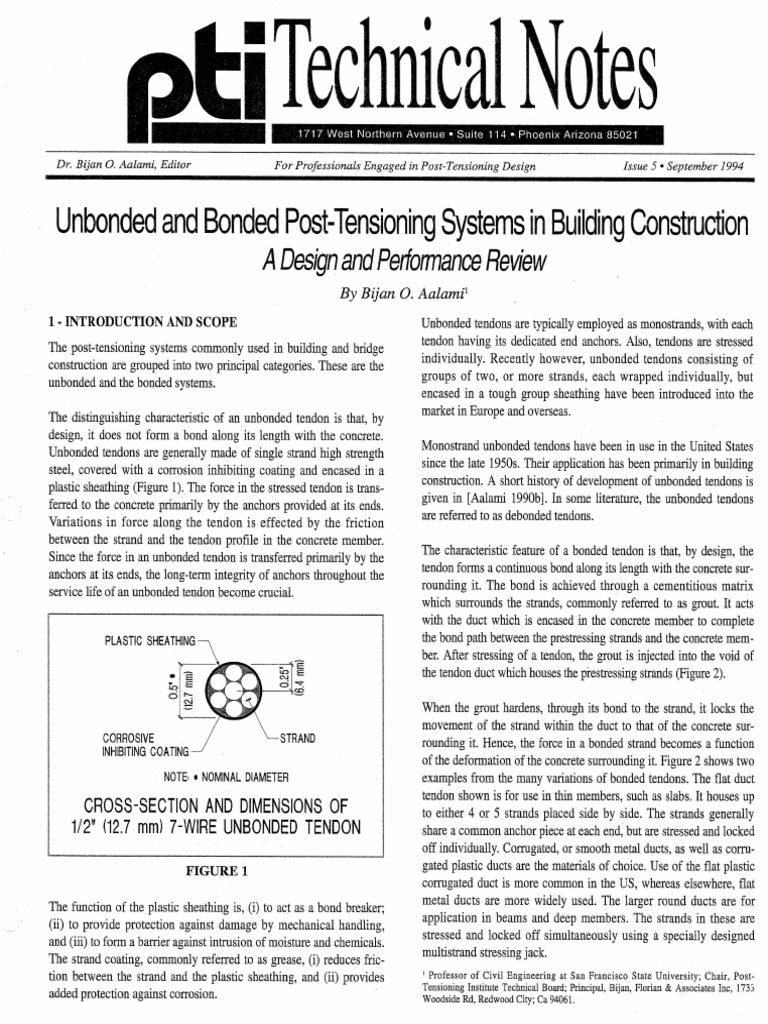 Unbonded and Bonded Post-Tensioning Systems in Building Construction ...