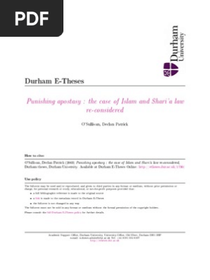 Punishing Apostasy The Case Of Islam And Sharia A Law Re Considered Vol I Kafir Hermeneutics
