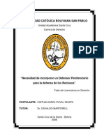 Necesiidad de Incororar Un Defensor Penitenciario Para La Defensa de Los Reclusos