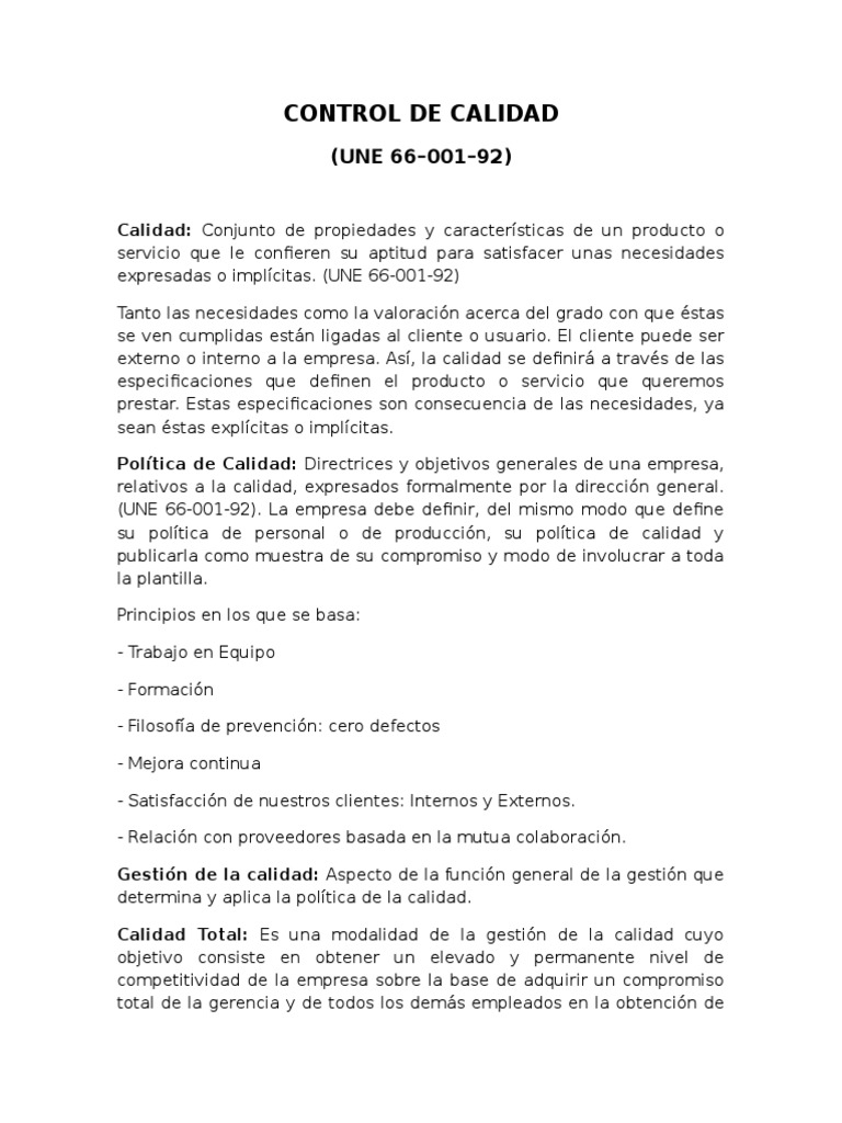 Control de Calidad y Gestión Efectiva | PDF | Gestión de la calidad ...