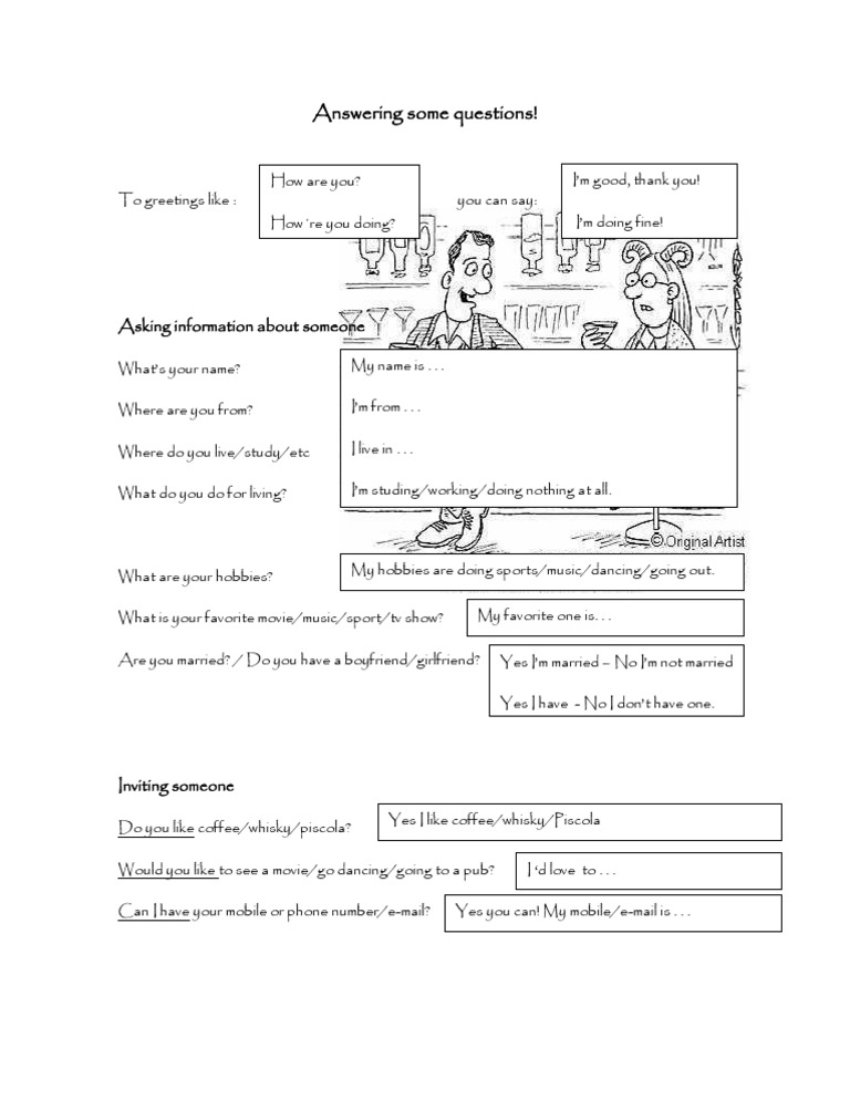 Answering Some Questions!: Asking Information About Someone | PDF