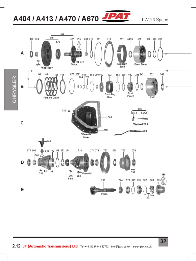 Chrysler 2AA A404 A413 A470 PDF Axle Automatic Transmission