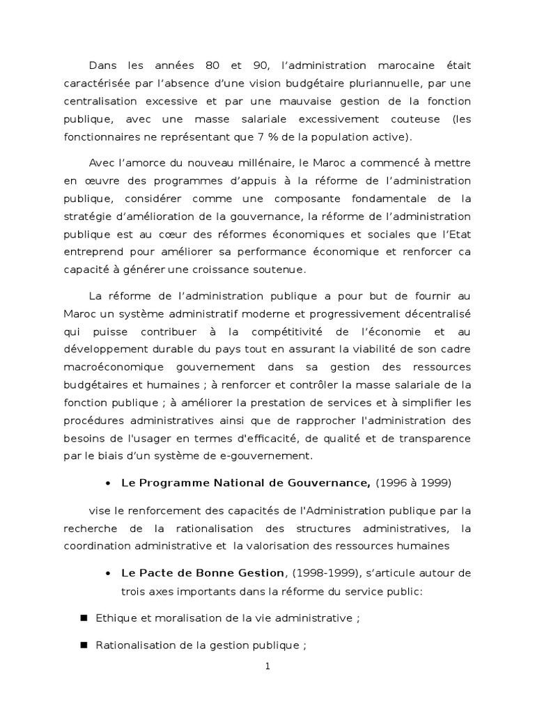 Modernisation de l'administration publique au Maroc | PDF | Gestion des ...