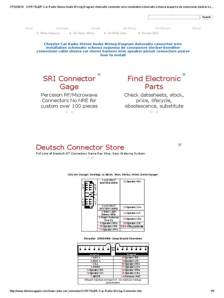 CHRYSLER Car Radio Stereo Audio Wiring Diagram Autoradio Connector Wire  Installation Schematic Schema Esquema de Conexiones Stecker Konektor  Connecteur Cable Shema | PDF | Electrical Wiring | Chrysler