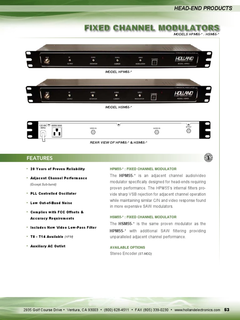 PVI Fixed Channel RF Modulators Overview | PDF