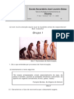 Teste de História do 7o Ano sobre o Paleolítico e o Neolítico