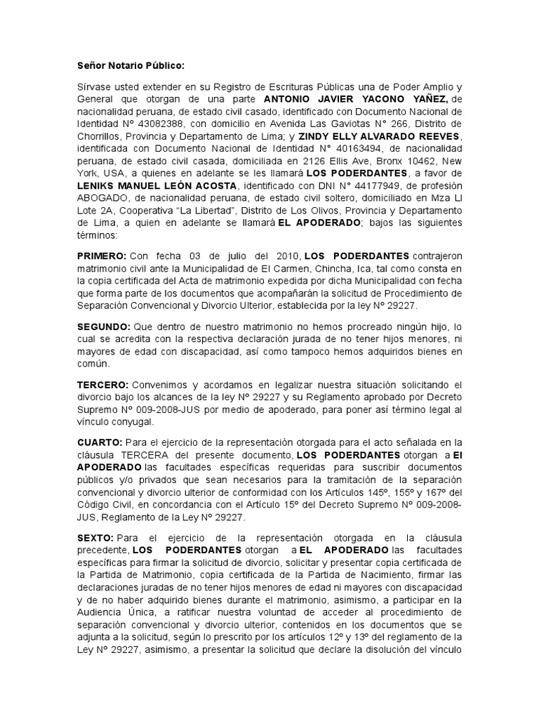 Poder general para actos de dominio pdf