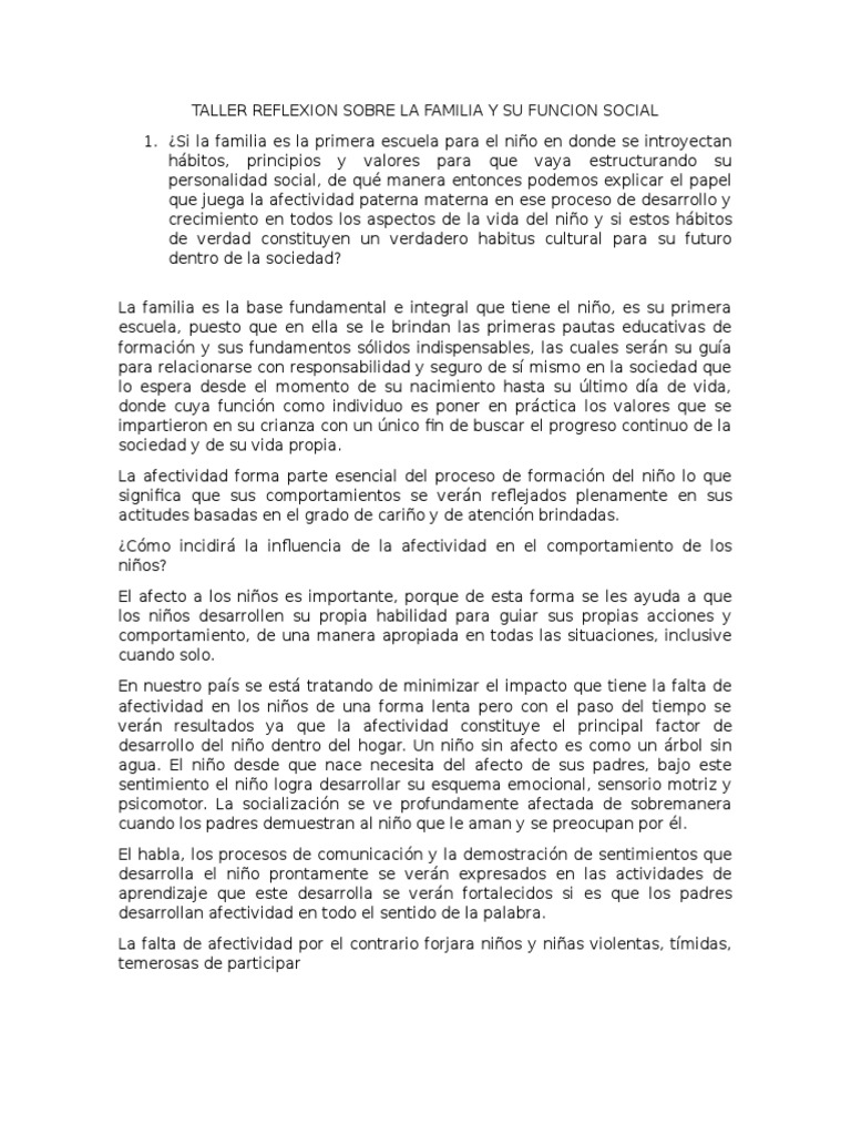 Reflexiones sobre la Familia y Afectividad | PDF | Familia | Sociedad