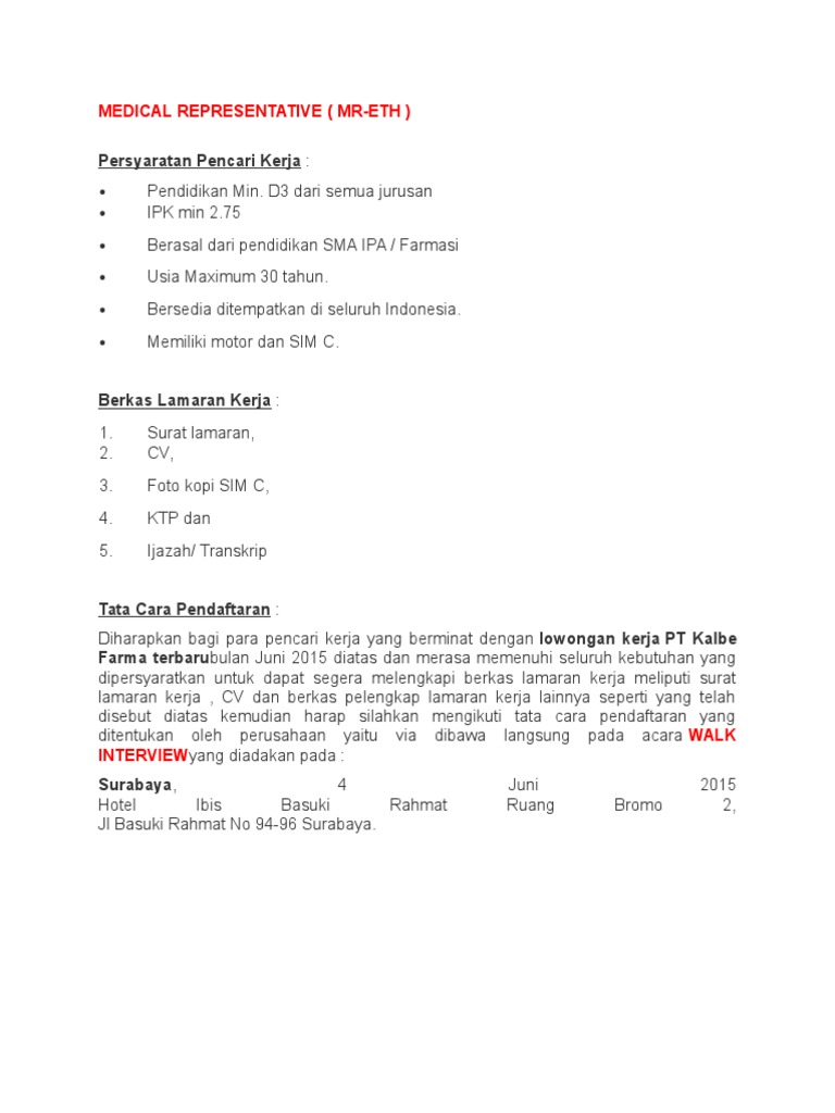 Medical Representative