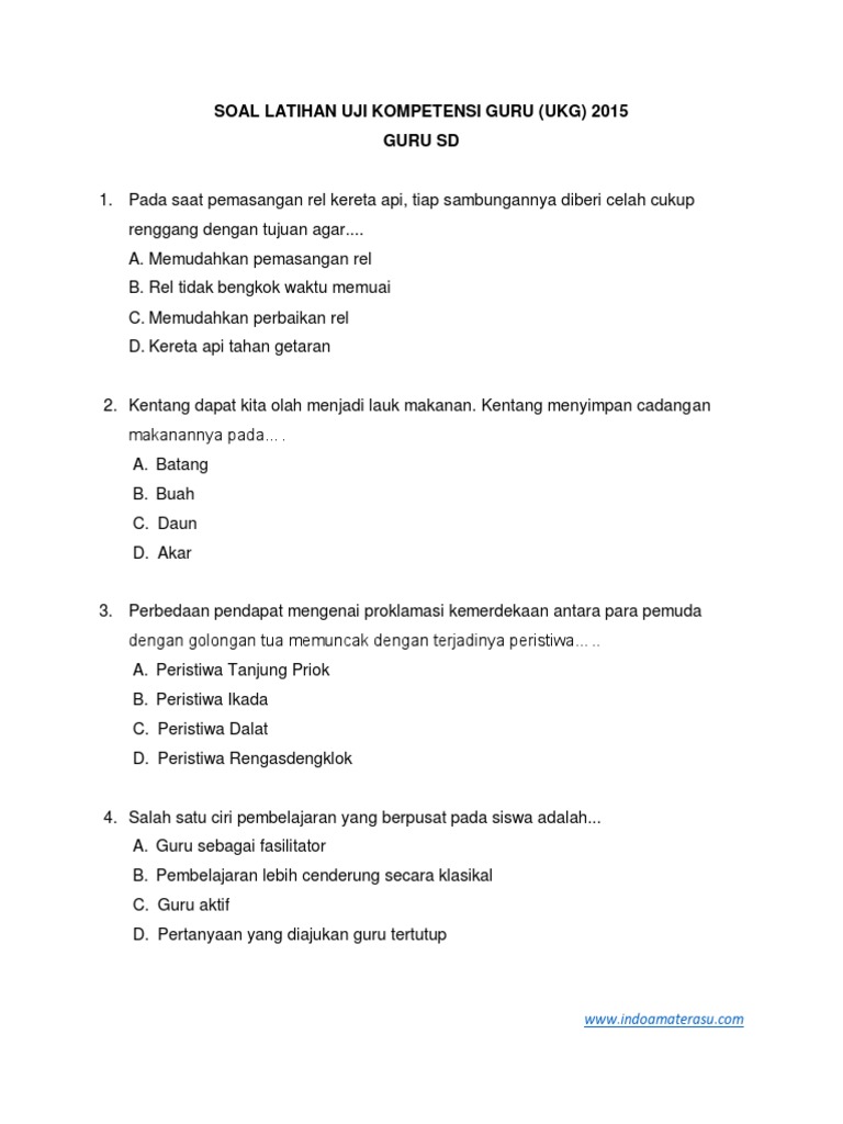 Soal Ukg Guru Sd Paket 1 Pdf