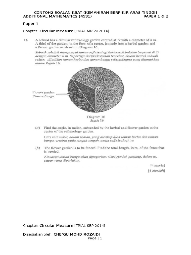 Contoh Soalan Kbat Add Math Pdf