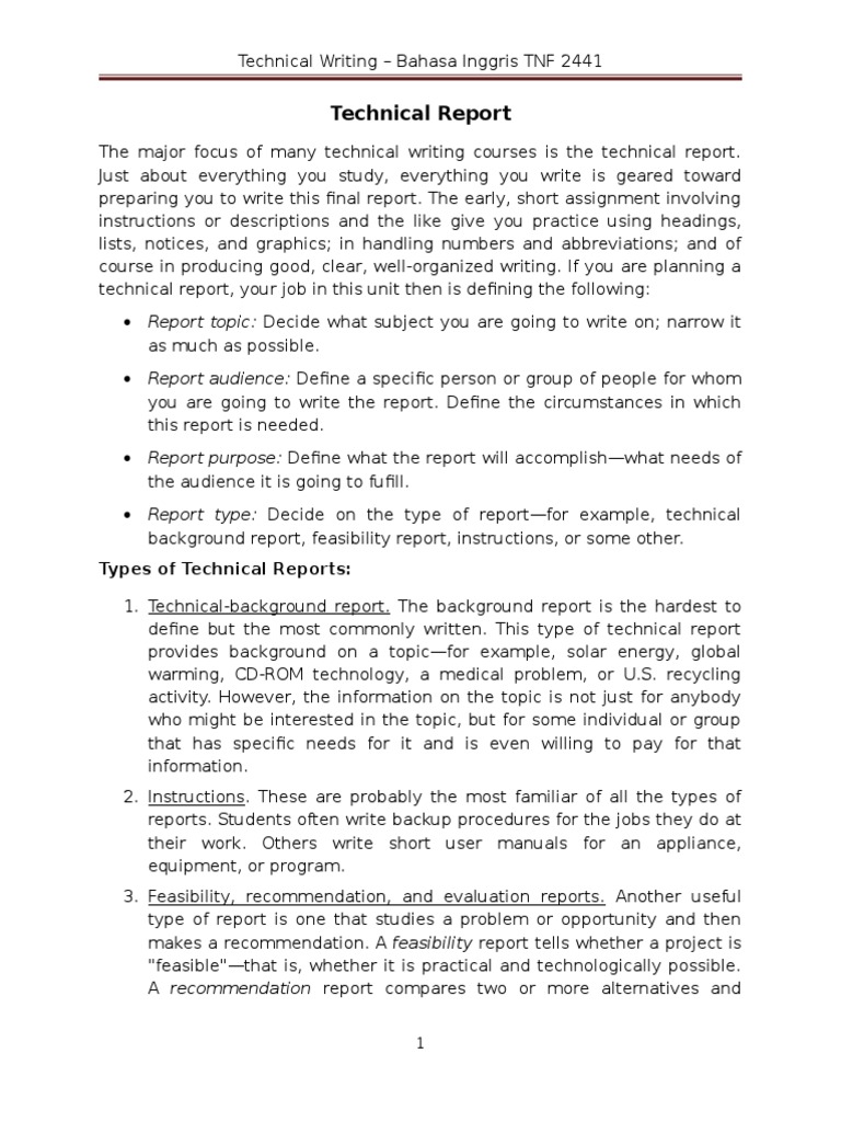 Types of Technical Reports Explained | PDF | Specification (Technical ...