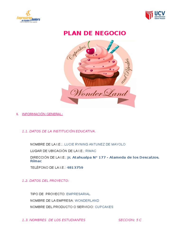 example of business plan for cupcakes