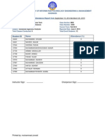 BUITEMS GRAD Advanced Algorithm Analysis Attendance Report Fall 2014