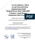 Guidance Medical Device ISO 13485 - 2003 Voluntary Audit Report Submission Pilot Program