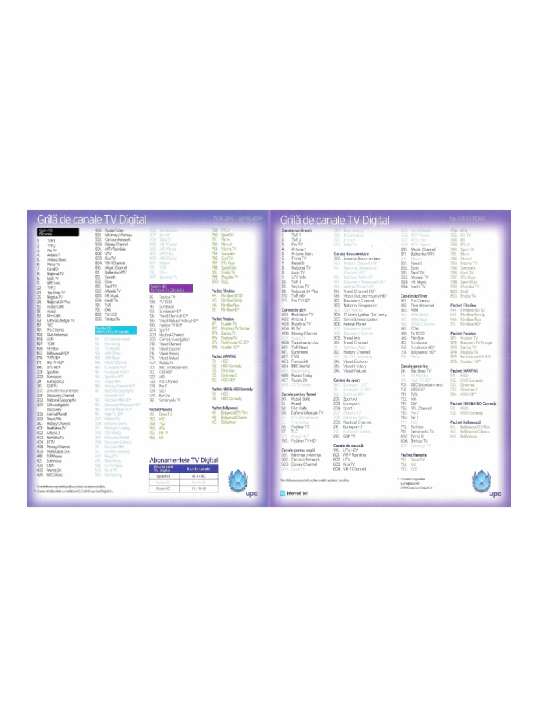 Grila Programe Tv Pentru Upc Analog Si Digital