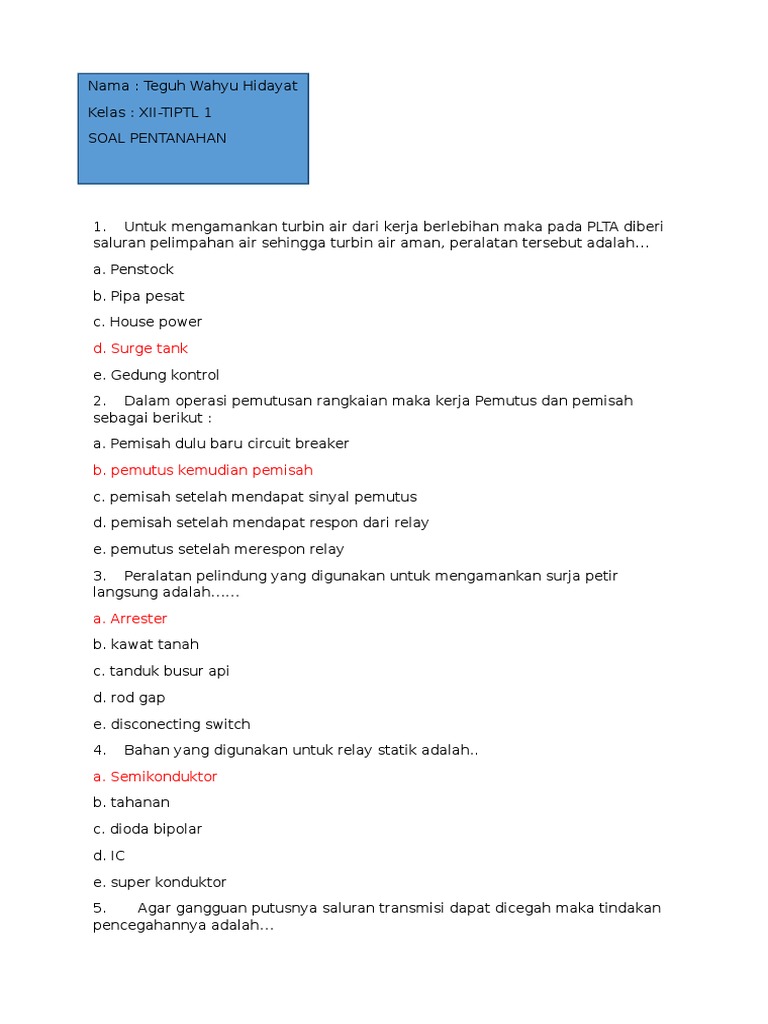 Soal Materi Pentanahan Grounding