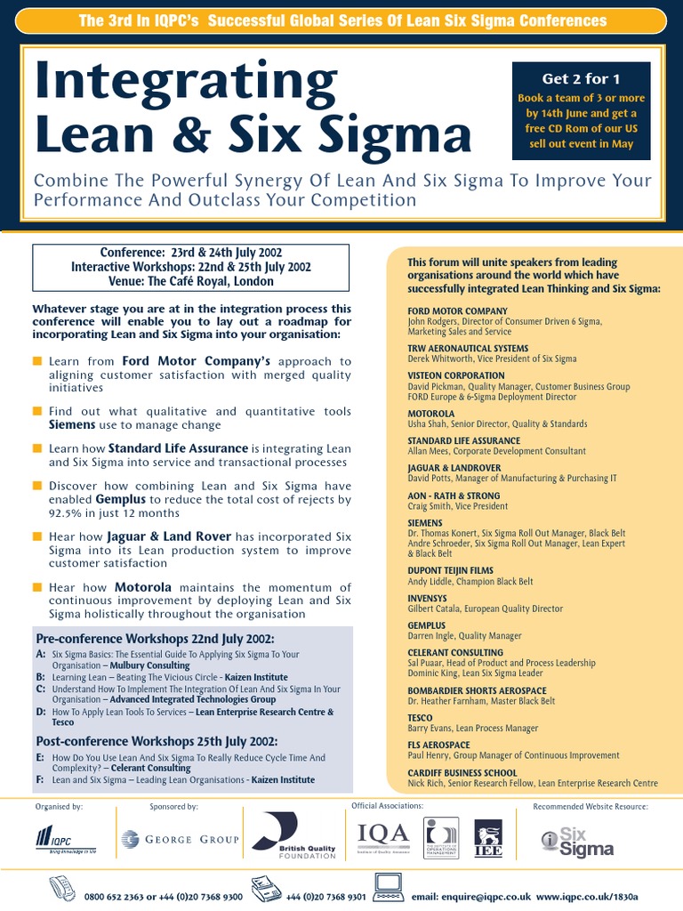 Integrating Lean & Six Sigma | PDF | Lean Manufacturing | Design For ...