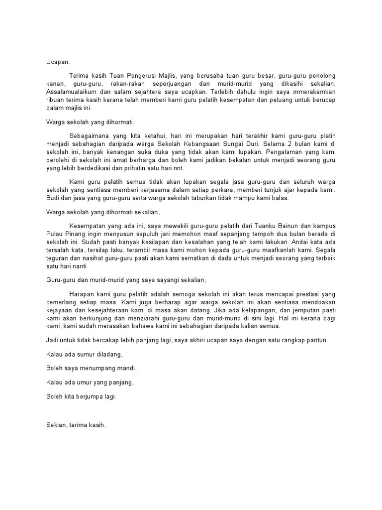 Ucapan Perpisahan Pdf