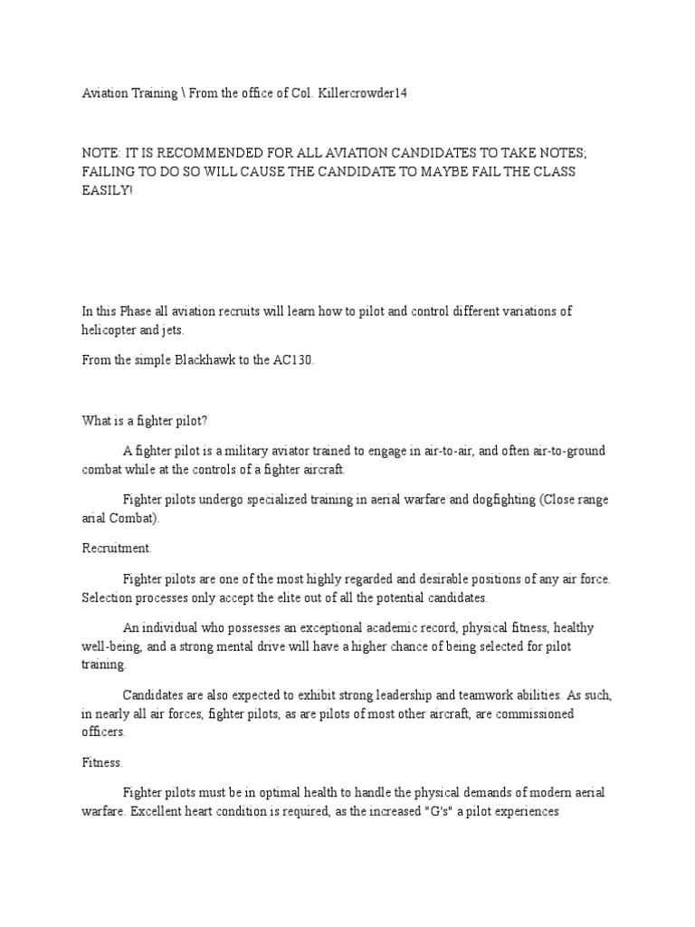 Aviation Training for Fighter Pilots | PDF | Military Forces | Military ...
