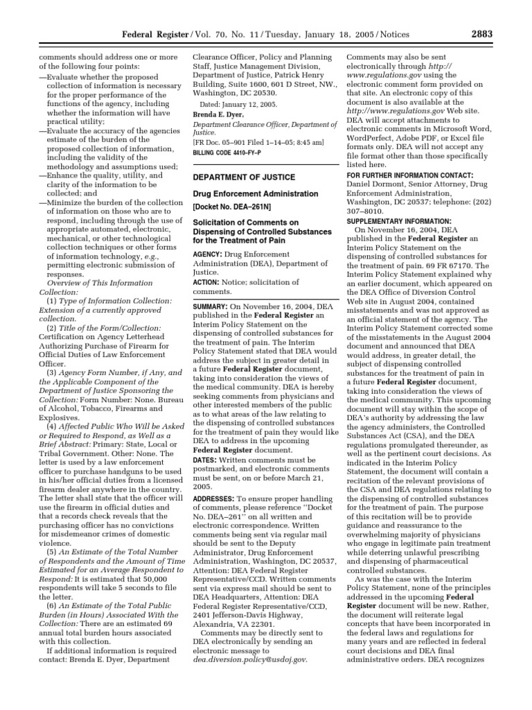 Notice Reports and Guidance Documents Availability, Etc. Dispensing